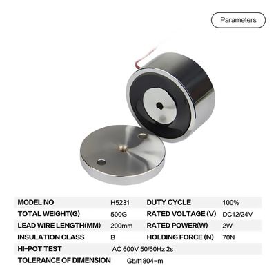 Mini Round Electromagnet 500N Holding Force DC 12v 24v Waterproof IP65 Custom Solenoid for Machining